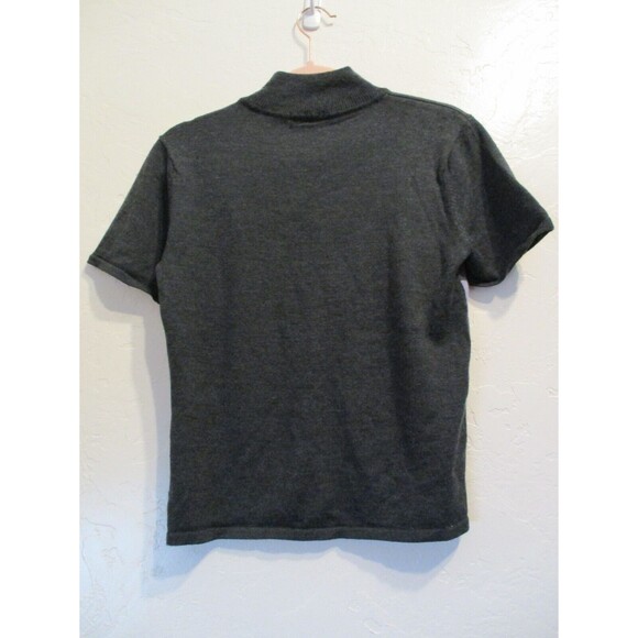 Tahari Womens Gray Argyle Knit Mock Neck Short Sleeve Sweater Top Size 10 Large - Picture 2 of 5